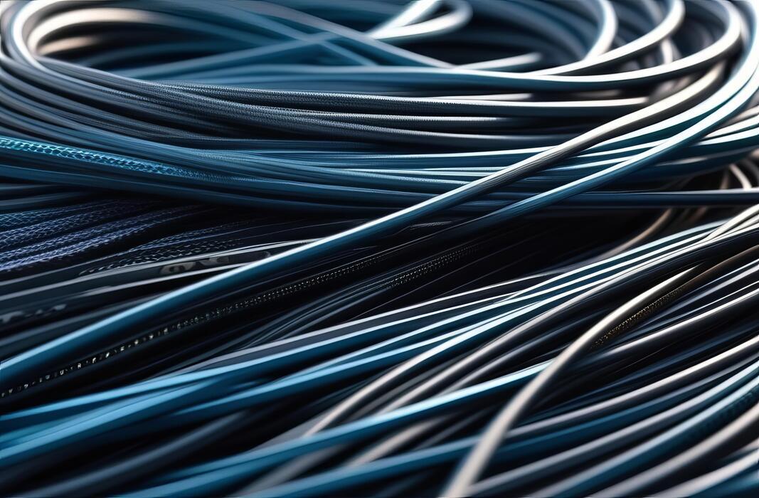 Coiled black insulated cable